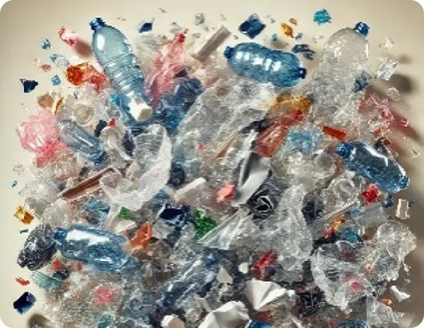 プラスチックごみの詰まった山。